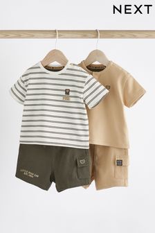 Monochrome Baby T-Shirts And Shorts Set 2 Pack (N35952) | 99 QAR - 109 QAR