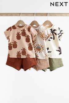 Monochrome Baby T-Shirts And Shorts 3 Pack (N35954) | 119 QAR - 129 QAR