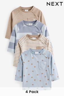 藍色／棕色 - 長袖嬰兒T恤4件裝 (N35962) | NT$800 - NT$890