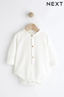 White Woven Grandad Shirt Baby Bodysuit (N35965) | EGP304 - EGP334