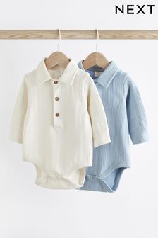 Blue/White Baby Collar Bodysuits 2 Pack (N35966) | €20 - €23