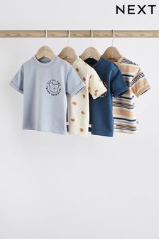 Navy Brown Baby Short Sleeve T-Shirts 4 Pack (N35970) | 79 QAR - 89 QAR