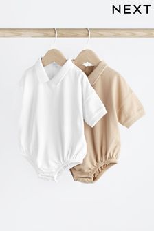 White/Neutral Baby Collar Bodysuits 2 Pack (N35972) | €20 - €23