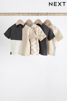 Monochrome Baby Short Sleeve T-Shirts 4 Pack (N35974) | SGD 30 - SGD 34