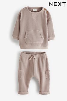 Neutral Waffle Cosy Baby Sweatshirt And Joggers 2 Piece Set (N36002) | ₪ 55 - ₪ 63