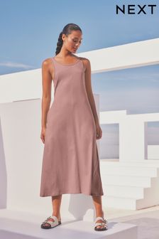 Dusky Pink Sleeveless Jersey Dress (N36180) | kr301