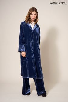 Синее бархатное пальто White Stuff (N36214) | €94
