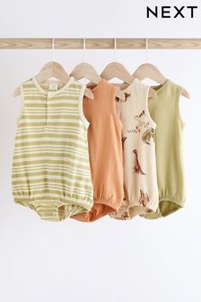 Green Dinosaur Baby Bloomer Jersey Rompers 4 Pack (N36221) | SGD 37 - SGD 45