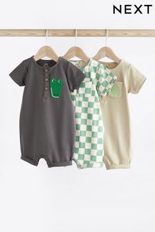Monochrome Croc Jersey Baby Rompers 3 Pack (N36226) | €24 - €29