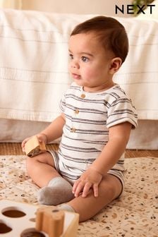 單色系條紋 - 嬰兒平織連身褲 (N36229) | NT$360 - NT$440