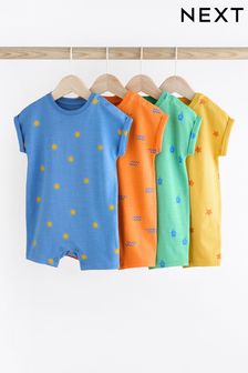 Multi Bright Baby Jersey Rompers 4 Pack (N36233) | SGD 36 - SGD 43