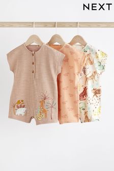 Neutral Safari Baby Jersey Rompers 3 Pack (N36253) | SGD 34 - SGD 41