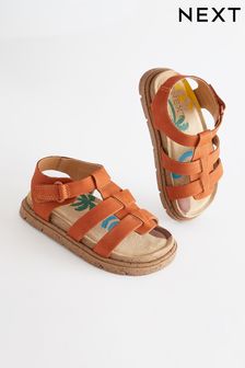 Orange Leather Fisherman Sandals (N36263) | $34 - $41