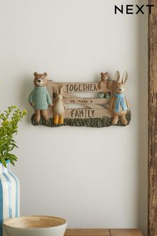 Wood Effect Rosie Rabbit and Bertie Bear Family Wall Art (N36296) | CA$59