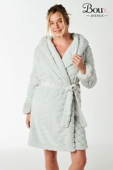 Boux Avenue Grey Chevron Carved Midi Supersoft Robe Dressing Gown (N36304) | €98