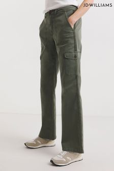 Zielone bojówki z miękkiego materiału JD Williams ze zwężanymi nogawkami (N36397) | 100 zł