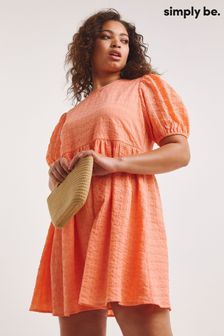 Simply Be Orange Textured Smock Dress (N36454) | €19