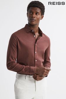 Reiss Copper Viscount Slim Fit Mercerised Cotton Jersey Shirt (N36468) | $184