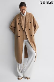 Reiss Camel Layah Relaxed Wool Blend Double Breasted Coat (N36482) | €432