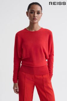 Reiss Coral Lisa Cashmere Wool Batwing Sleeve Top (N36484) | €174