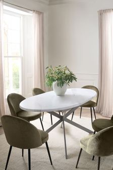 White Marble Effect Extending 6 to 8 Seater Extending Dining Table (N36508) | €675