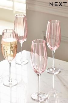 Set of 4 Pink Ottilie Flute Glasses (N36635) | €34