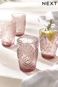 Set of 4 Pink Sophia Tumbler Glasses (N36636) | $41
