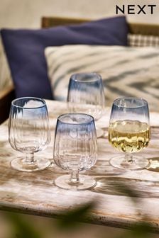 Set of 4 Blue Salcombe Wine Glasses (N36637) | $35