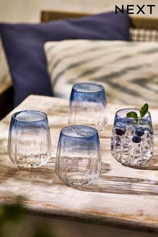 Set of 4 Blue Salcombe Tumbler Glasses