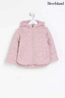 River island pink puffer jacket outlet