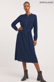 JD Williams Blue Midi Shirt Dress With Quarter Front Zip (N36704) | €17