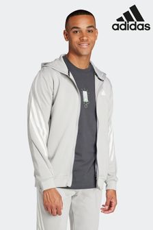 adidas Grey Sportswear Future Icons 3-Stripes Full Zip Hoodie (N36713) | kr779