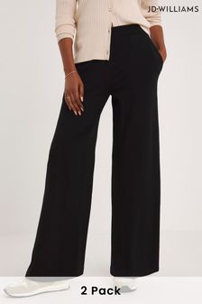 komplet 2 črnih hlač s širokimi hlačnicami iz džersija Jd Williams (N36740) | €36