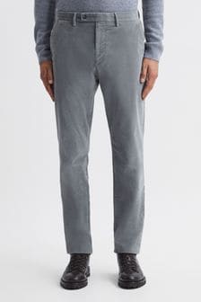 Reiss Grey Strike Slim Fit Brushed Cotton Trousers (N36932) | AED1,066
