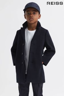 Marineblau - Reiss Gable Single Breasted Epsom Overcoat (N36935) | CHF 159