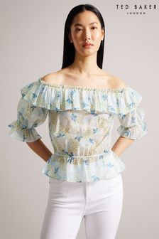 Ted Baker Trisia Blue Off The Shoulder Top With Elasticated Waist (N37030) | €51