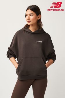 New Balance Brown Linear Heritage Brushed Fleece Hoodie (N37079) | €80