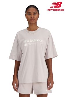 New Balance Grey Linear Heritage Jersey Oversized T-Shirt (N37090) | €40
