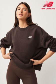 Schwarz - New Balance Linear Heritage Sweatshirt aus gebürstetem Fleece mit Rundhalsausschnitt (N37093) | 94 €