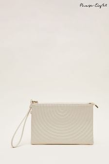 Phase Eight Cream Leather Stitch Detail Clutch Bag (N37097) | ₪ 347
