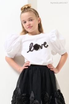 Angel & Rocket Black/White Love Corsage Puff Sleeve Top (N37141) | TRY 323 - TRY 438