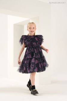 Schwarz - Angel & Rocket Bedrucktes Mesh-Kleid mit Rüschenärmeln (N37190) | 28 € - 31 €