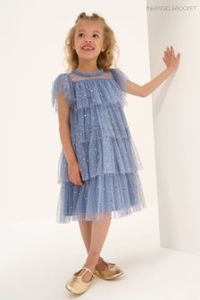 Angel & Rocket Blue Sequin Star Mesh Party Dress