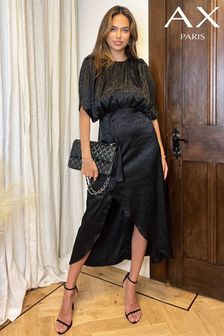 Черное Animal платье миди с принтом "летучая мышь" и сборками (N37258) | €31