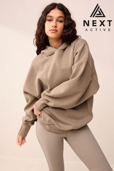Neutral Grey Oversized Relaxed Fit Active Longline Overhead Hoodie (N37553) | €34