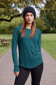 Teal Blue Active Lightweight Stitch Detail Long Sleeve Top (N37561) | ₪ 60