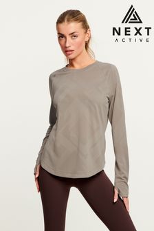 Neutral Next Active Long Sleeve Jacquard Geo Sport Top (N37576) | AED88