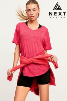 Bright Pink Active Sports Short Sleeve V-Neck Top (N37577) | AED60
