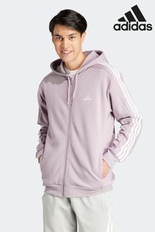 adidas Purple Sportswear Essentials Fleece 3-Stripes Full-Zip Hoodie (N37614) | SGD 97