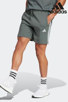 adidas Olive Green Sportswear Essentials French Terry 3-Stripes Shorts (N37661) | SGD 48